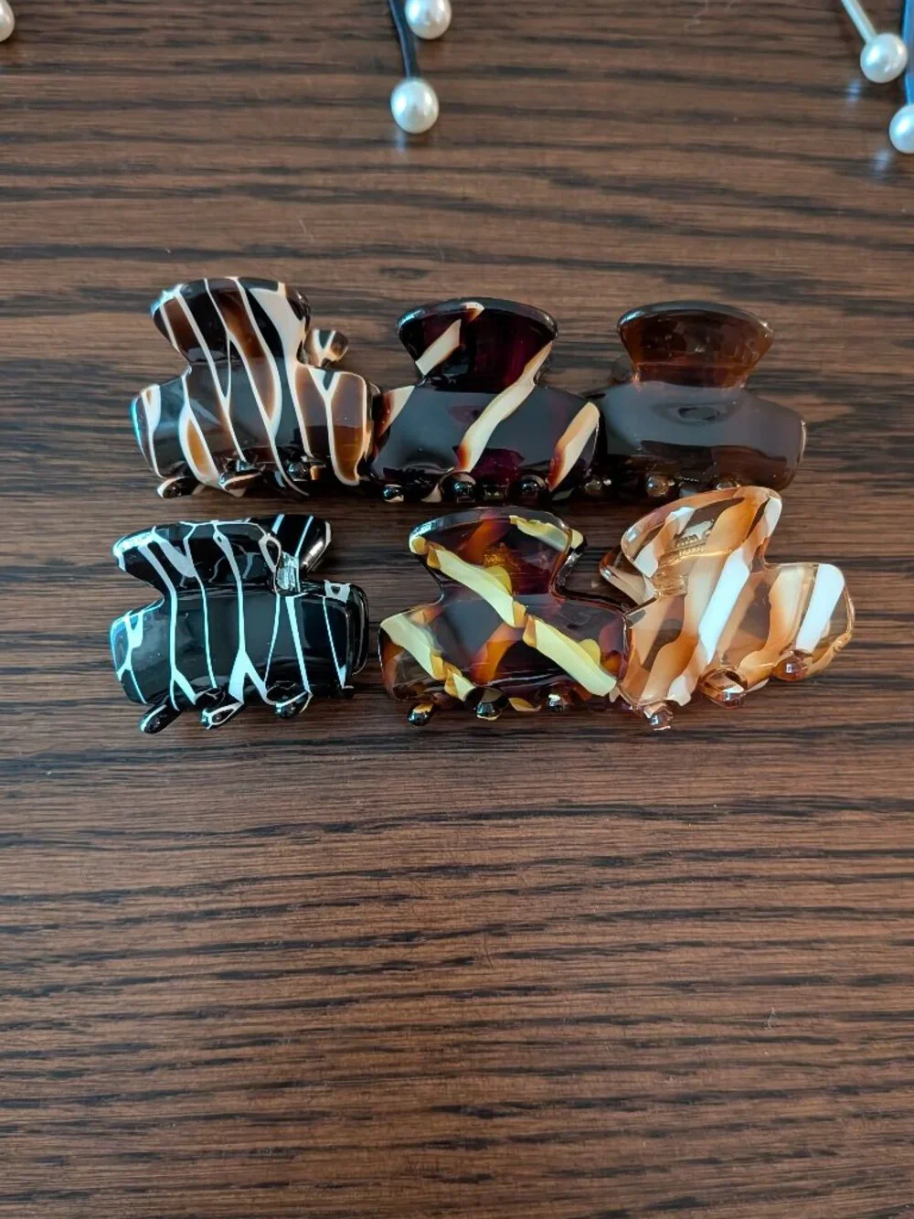 Anthropologie Speckled Mini Hair Clip Set